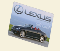 Image of gift card with black Lexus convertible on it